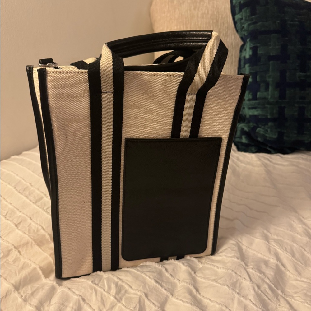 Black and Off-White Canvas Tote